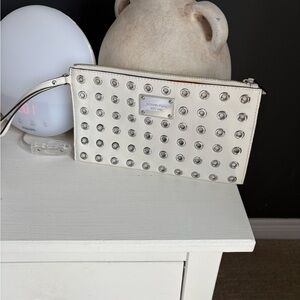 Michael Kors White Studded Wristlet Clutch
